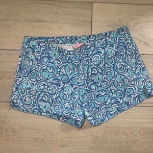 Blue and Green Patterned Women Shorts